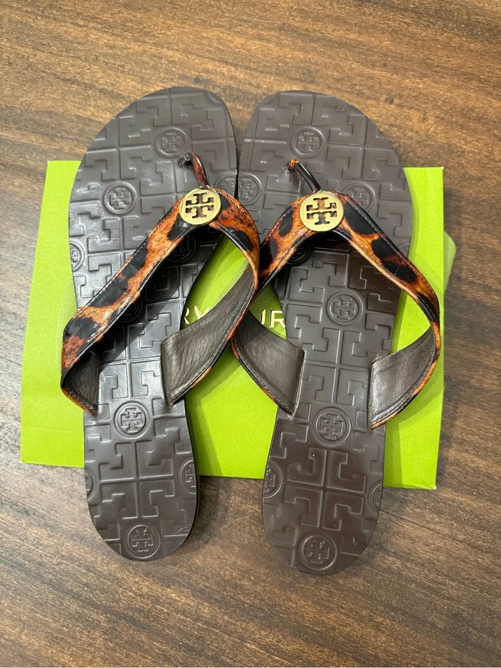 Tory Burch Leopardt-Print Miller Thong Sandals with Gold Logo